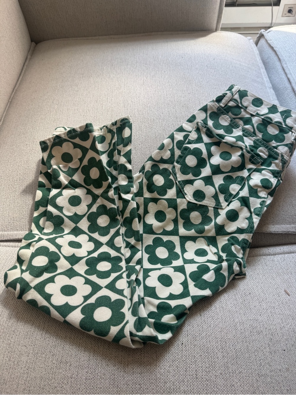 Green Floral Print Pants